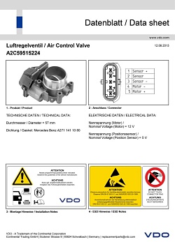 Дроссельная заслонка VDO CONTINENTAL A2C59515224 A2C86626500